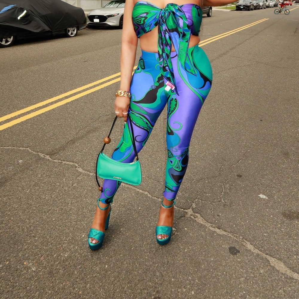 Emilio Pucci Vibrant Blue and Green Leggings